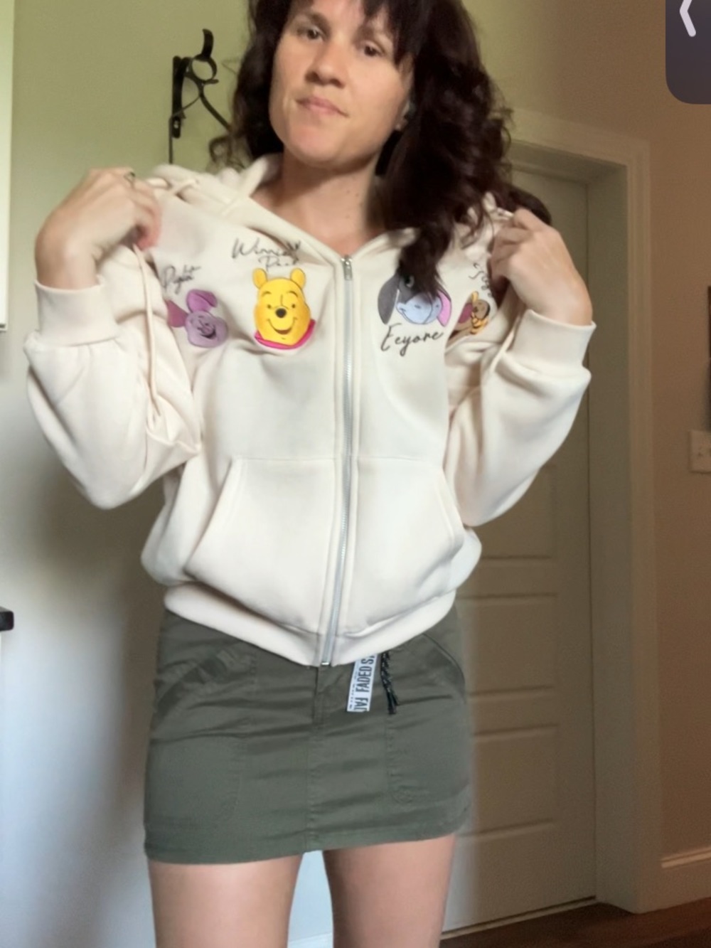 Disney Cream Winnie the Pooh Character Zip-Up Hoodie
